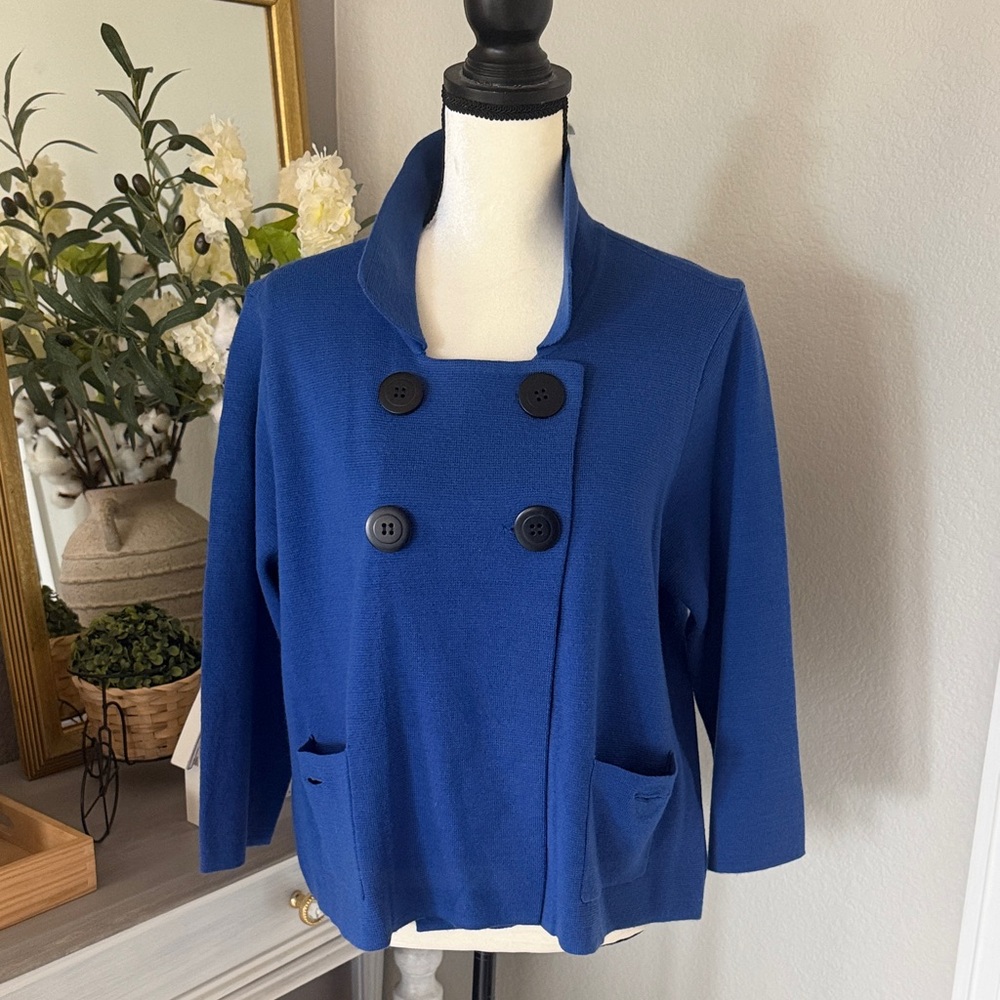 Covington Women's Blue Double-Breasted Pea Coat